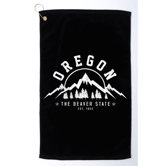 Oregon The Beaver State Est. 1859 Vintage Mountains Golf Towel