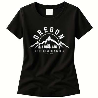 Oregon The Beaver State Est. 1859 Vintage Mountains Womens T-Shirt