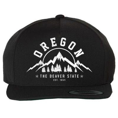 Oregon The Beaver State Est. 1859 Vintage Mountains Wool Snapback Cap
