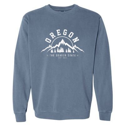 Oregon The Beaver State Est. 1859 Vintage Mountains Garment-Dyed Sweatshirt