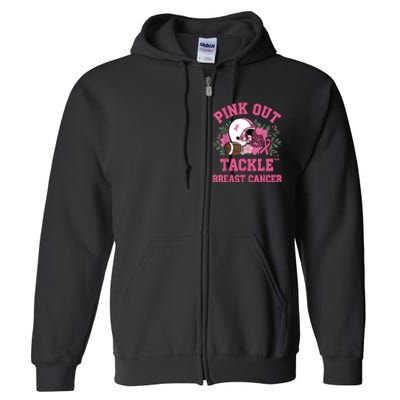 Out Tackle Breast Cancer Awareness Football Floral Full Zip Hoodie