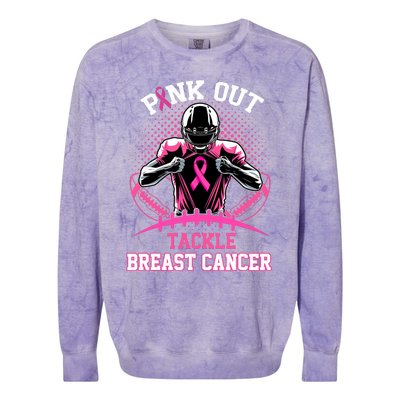 Out Tackle Breast Cancer Awareness American Football Colorblast Crewneck Sweatshirt