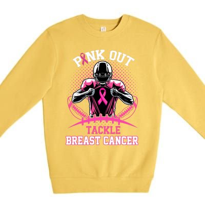 Out Tackle Breast Cancer Awareness American Football Premium Crewneck Sweatshirt