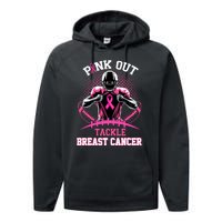 Out Tackle Breast Cancer Awareness American Football Performance Fleece Hoodie