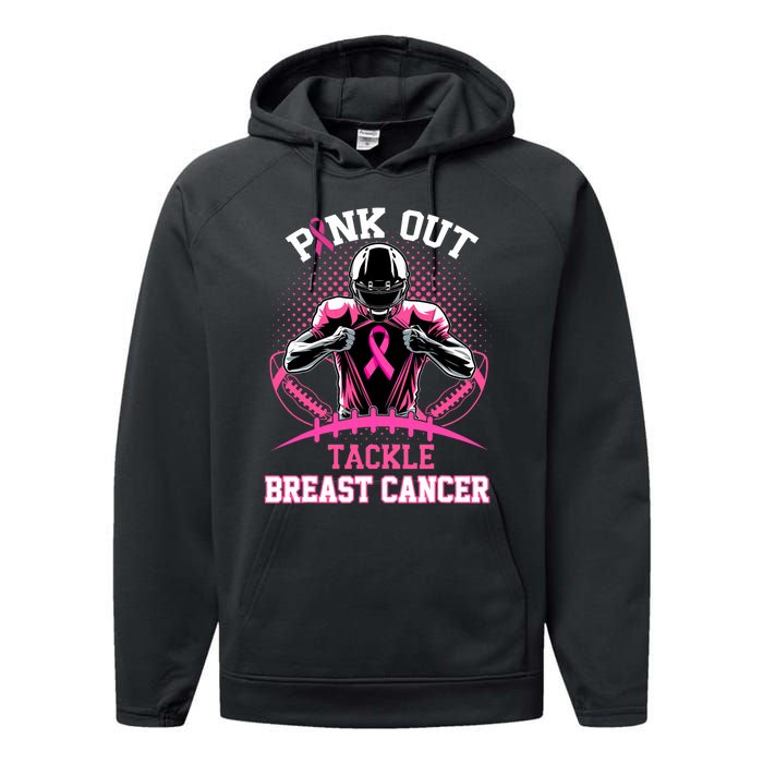 Out Tackle Breast Cancer Awareness American Football Performance Fleece Hoodie