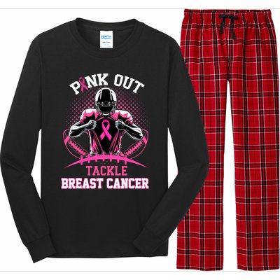 Out Tackle Breast Cancer Awareness American Football Long Sleeve Pajama Set