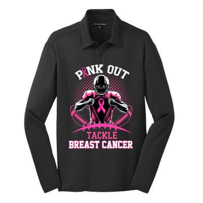 Out Tackle Breast Cancer Awareness American Football Silk Touch Performance Long Sleeve Polo