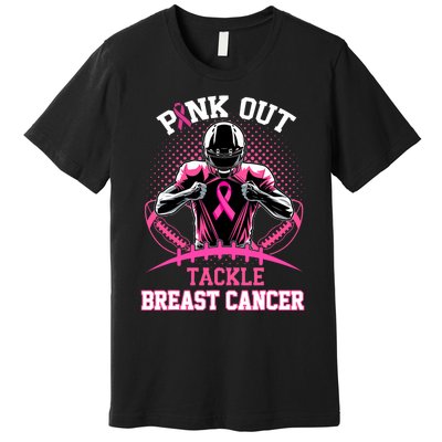 Out Tackle Breast Cancer Awareness American Football Premium T-Shirt