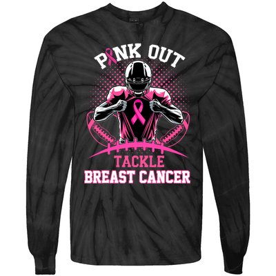 Out Tackle Breast Cancer Awareness American Football Tie-Dye Long Sleeve Shirt