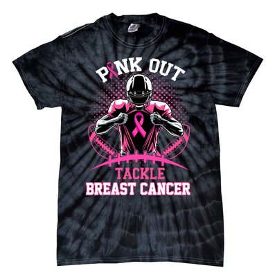 Out Tackle Breast Cancer Awareness American Football Tie-Dye T-Shirt