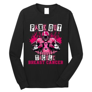 Out Tackle Breast Cancer Awareness Usa Football Mom Long Sleeve Shirt