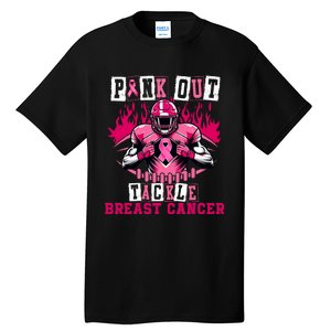 Out Tackle Breast Cancer Awareness Usa Football Mom Tall T-Shirt