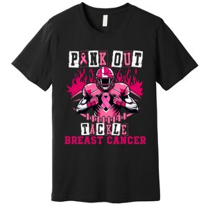 Out Tackle Breast Cancer Awareness Usa Football Mom Premium T-Shirt