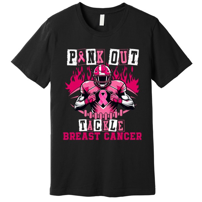 Out Tackle Breast Cancer Awareness Usa Football Mom Premium T-Shirt