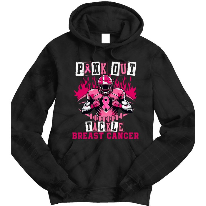 Out Tackle Breast Cancer Awareness Usa Football Mom Tie Dye Hoodie