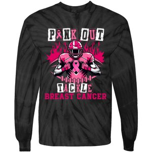 Out Tackle Breast Cancer Awareness Usa Football Mom Tie-Dye Long Sleeve Shirt