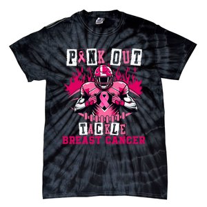 Out Tackle Breast Cancer Awareness Usa Football Mom Tie-Dye T-Shirt