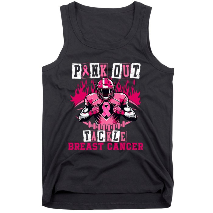 Out Tackle Breast Cancer Awareness Usa Football Mom Tank Top