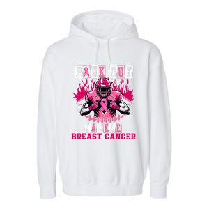 Out Tackle Breast Cancer Awareness Usa Football Mom Garment-Dyed Fleece Hoodie