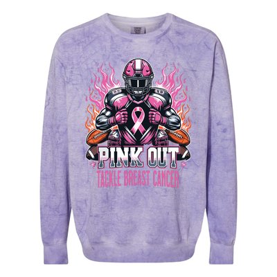 Out Tackle Breast Cancer Awareness American Football Colorblast Crewneck Sweatshirt