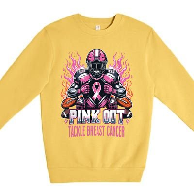 Out Tackle Breast Cancer Awareness American Football Premium Crewneck Sweatshirt