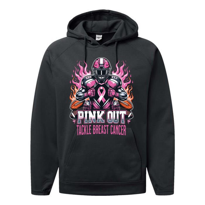 Out Tackle Breast Cancer Awareness American Football Performance Fleece Hoodie