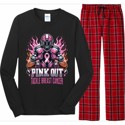 Out Tackle Breast Cancer Awareness American Football Long Sleeve Pajama Set