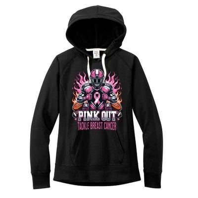 Out Tackle Breast Cancer Awareness American Football Women's Fleece Hoodie