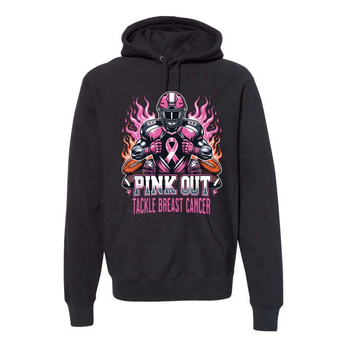 Out Tackle Breast Cancer Awareness American Football Premium Hoodie