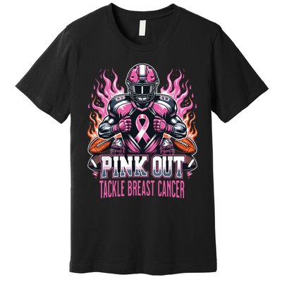 Out Tackle Breast Cancer Awareness American Football Premium T-Shirt