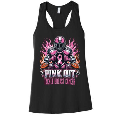 Out Tackle Breast Cancer Awareness American Football Women's Racerback Tank