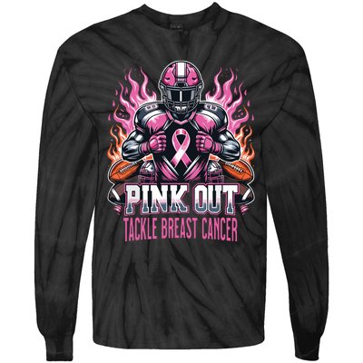 Out Tackle Breast Cancer Awareness American Football Tie-Dye Long Sleeve Shirt