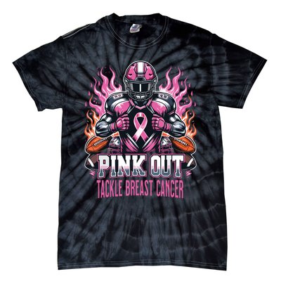 Out Tackle Breast Cancer Awareness American Football Tie-Dye T-Shirt