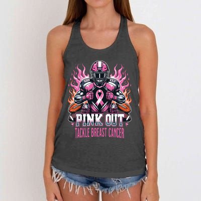 Out Tackle Breast Cancer Awareness American Football Women's Knotted Racerback Tank