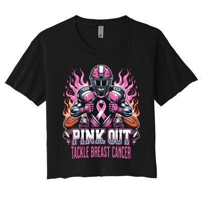 Out Tackle Breast Cancer Awareness American Football Women's Crop Top Tee