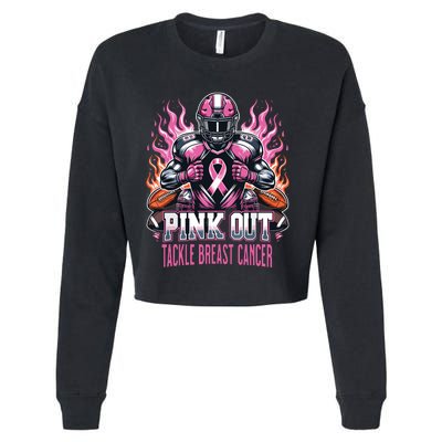 Out Tackle Breast Cancer Awareness American Football Cropped Pullover Crew