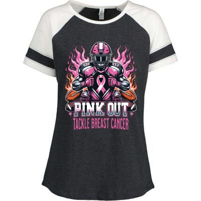 Out Tackle Breast Cancer Awareness American Football Enza Ladies Jersey Colorblock Tee