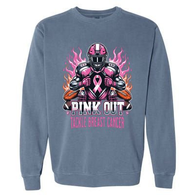 Out Tackle Breast Cancer Awareness American Football Garment-Dyed Sweatshirt