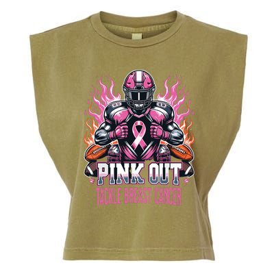 Out Tackle Breast Cancer Awareness American Football Garment-Dyed Women's Muscle Tee