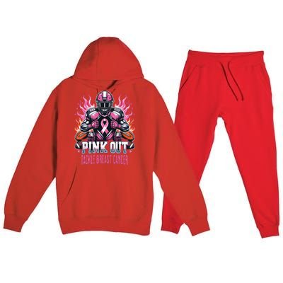 Out Tackle Breast Cancer Awareness American Football Premium Hooded Sweatsuit Set