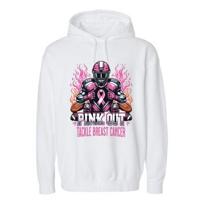 Out Tackle Breast Cancer Awareness American Football Garment-Dyed Fleece Hoodie