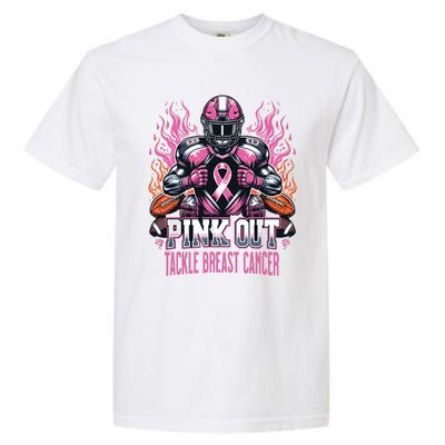 Out Tackle Breast Cancer Awareness American Football Garment-Dyed Heavyweight T-Shirt