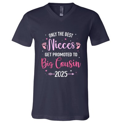 Only The Best Nieces Get Promoted To Big Cousin 2025 Gift V-Neck T-Shirt