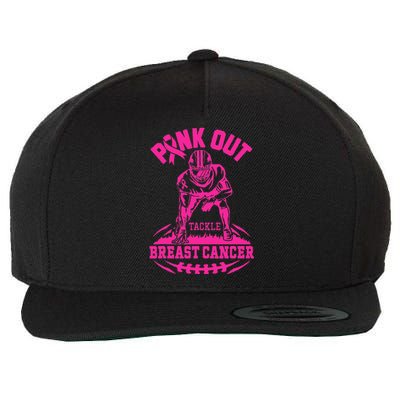 Out Tackle Breast Cancer Awareness Football Wool Snapback Cap