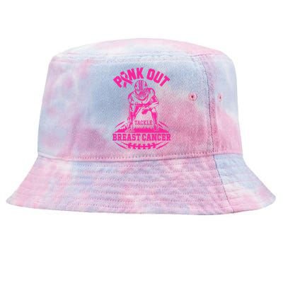 Out Tackle Breast Cancer Awareness Football Tie-Dyed Bucket Hat