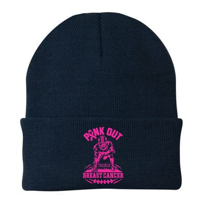 Out Tackle Breast Cancer Awareness Football Knit Cap Winter Beanie