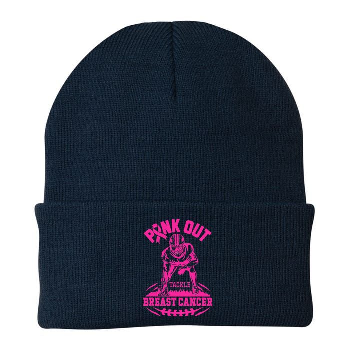 Out Tackle Breast Cancer Awareness Football Knit Cap Winter Beanie