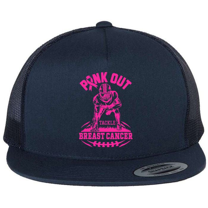 Out Tackle Breast Cancer Awareness Football Flat Bill Trucker Hat