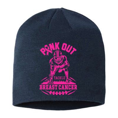 Out Tackle Breast Cancer Awareness Football Sustainable Beanie