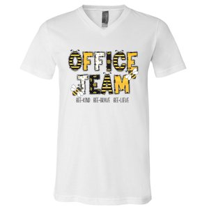 Office Team Bee Kind Brave Believe V-Neck T-Shirt